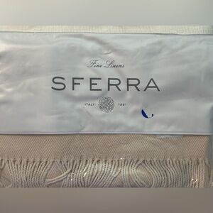 SFERRA Cream Cotton Textile 51 x 71 Luxury Throw